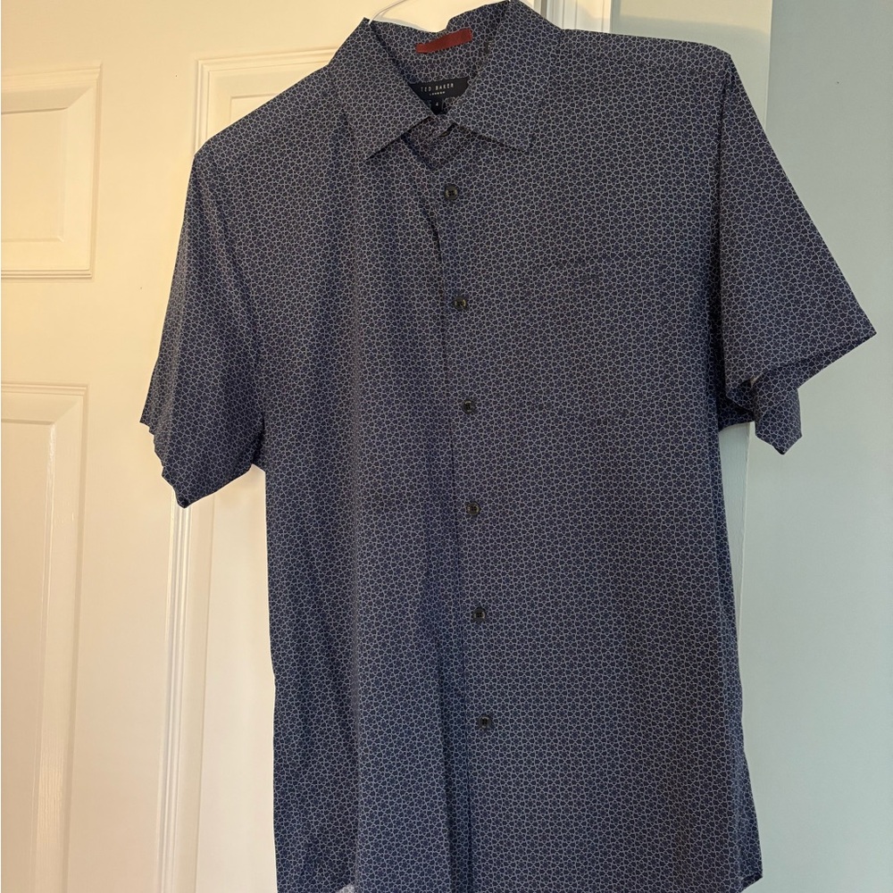 Ted Baker Navy Geometric Button Down Shirt